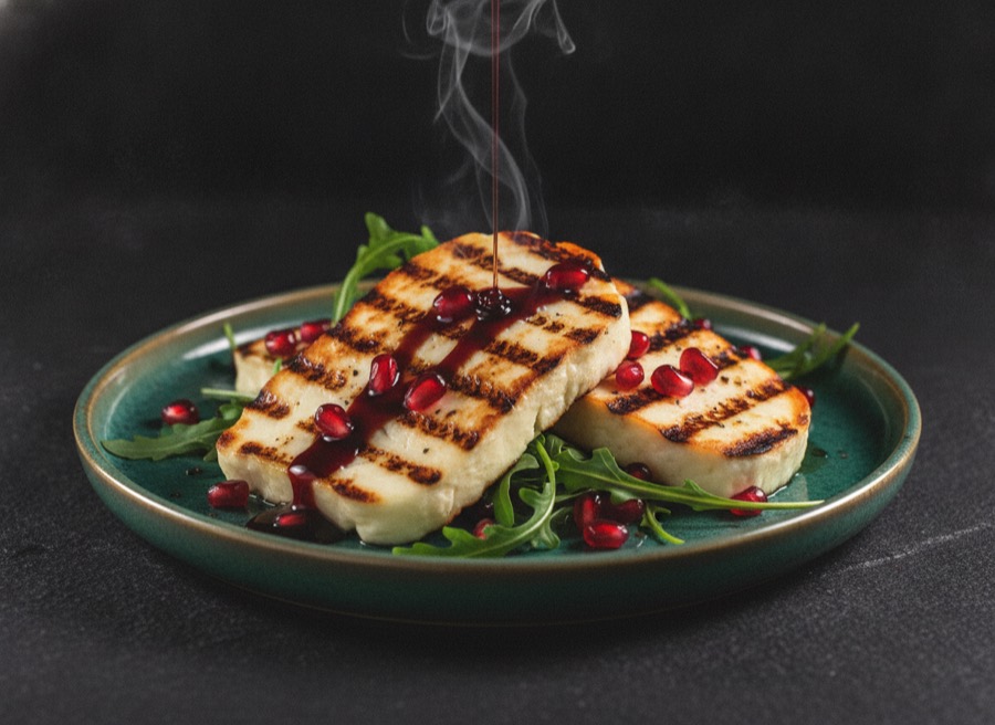 Gegrillter Halloumi mit Granatapfel