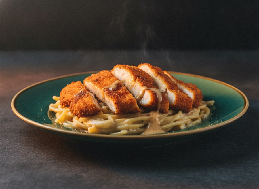 Pasta Pollo mit paniertem Hähnchen